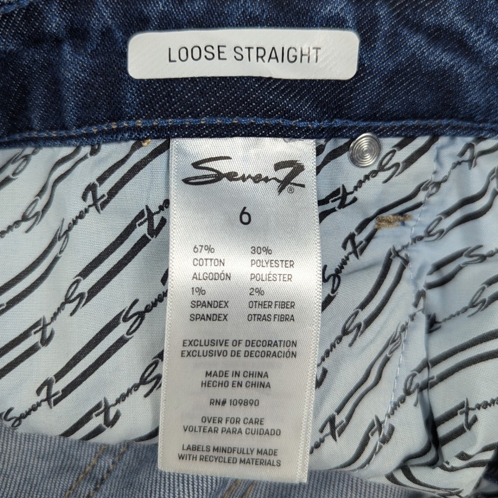 NEW Seven7 Loose Straight Jeans Womens 6 High Rise Blue Denim - Picture 8 of 8